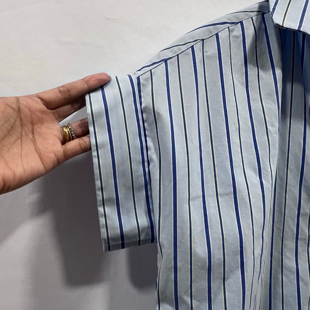 Casa Cabana Striped Pattern Blue‎ & White Button Up Boxy Fit Shirt Women's S - Picture 4 of 6